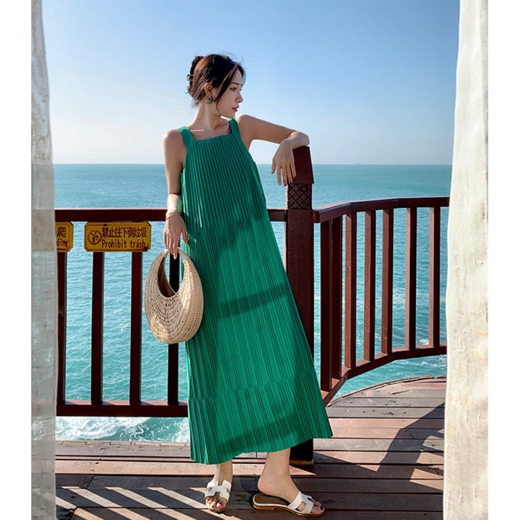 Sleeveless Wrinkle Sling Vest Dress
