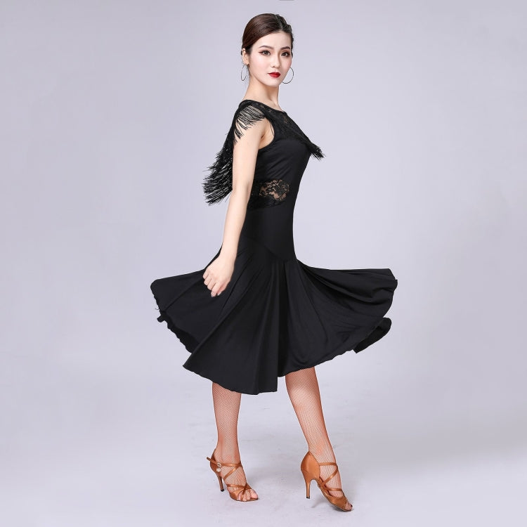 Sleeveless Fringed Latin Dance Dress Competition Performance Suit With Separate Bottoms