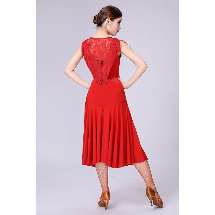 Sleeveless Fringed Latin Dance Dress Competition Performance Suit With Separate Bottoms