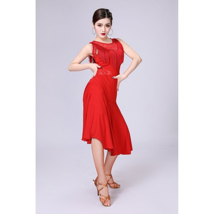 Sleeveless Fringed Latin Dance Dress Competition Performance Suit With Separate Bottoms