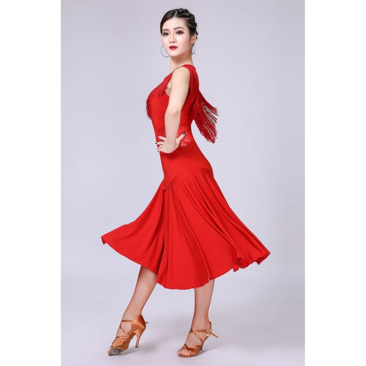Sleeveless Fringed Latin Dance Dress Competition Performance Suit With Separate Bottoms