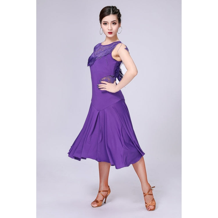 Sleeveless Fringed Latin Dance Dress Competition Performance Suit With Separate Bottoms