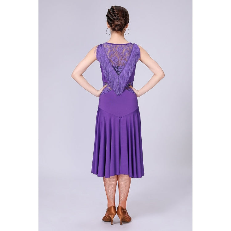 Sleeveless Fringed Latin Dance Dress Competition Performance Suit With Separate Bottoms