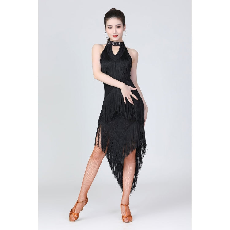 Halter Neck Irregular Tassel Latin Dance Dress Competition Performance Suit With Separate Bottoms