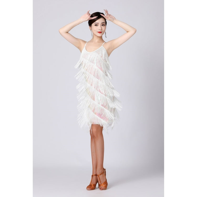 V-neck Suspender Sequined Fringed Latin Dance Dress Competition Performance Suit
