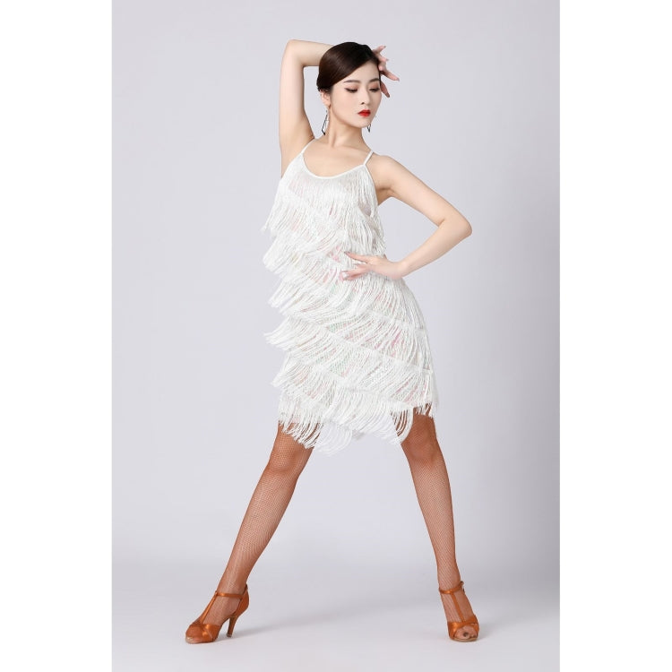 V-neck Suspender Sequined Fringed Latin Dance Dress Competition Performance Suit