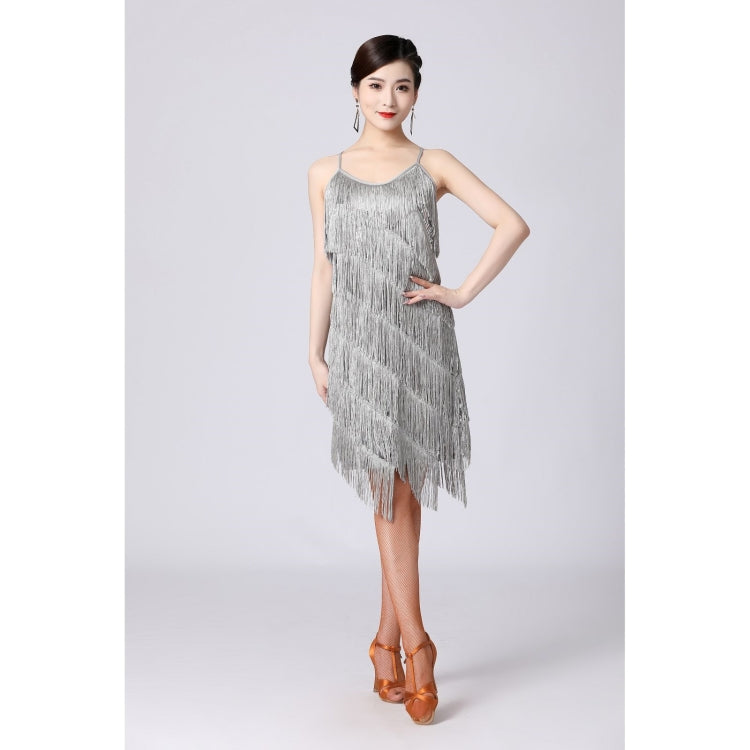 V-neck Suspender Sequined Fringed Latin Dance Dress Competition Performance Suit