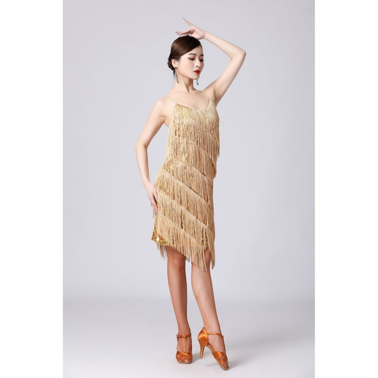 V-neck Suspender Sequined Fringed Latin Dance Dress Competition Performance Suit