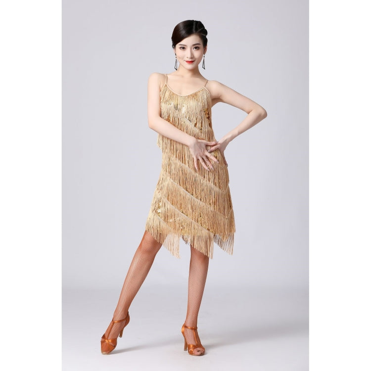 V-neck Suspender Sequined Fringed Latin Dance Dress Competition Performance Suit