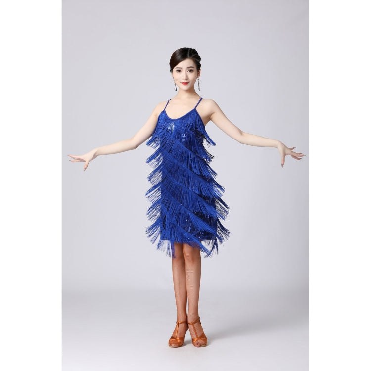 V-neck Suspender Sequined Fringed Latin Dance Dress Competition Performance Suit