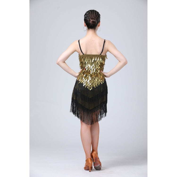 Waterdrop Fringed Sequins Suspenders Latin Dance Dress Competition Performance Suit