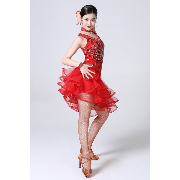 5 in 1 Sleeveless Latin Dance Dress + Collar + Separate Bottoms + Bracelets Set