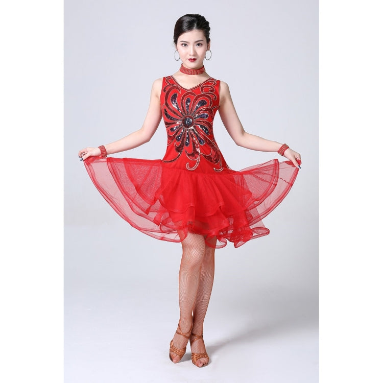 5 in 1 Sleeveless Latin Dance Dress + Collar + Separate Bottoms + Bracelets Set