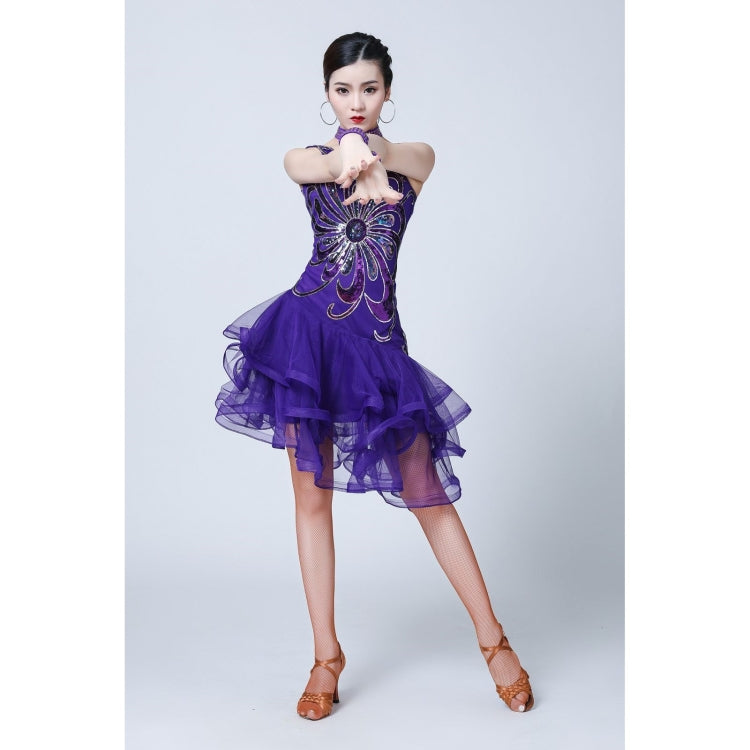 5 in 1 Sleeveless Latin Dance Dress + Collar + Separate Bottoms + Bracelets Set