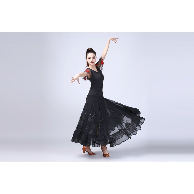 Sequin Flower Swing Modern Dance Skirt