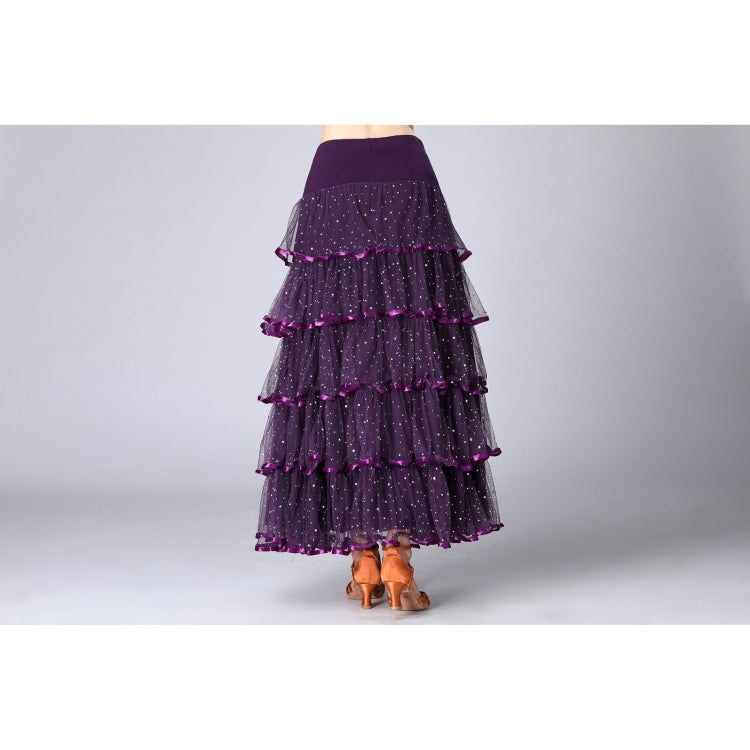 Sequin Swing Modern Dance Long Skirt Competition Costume