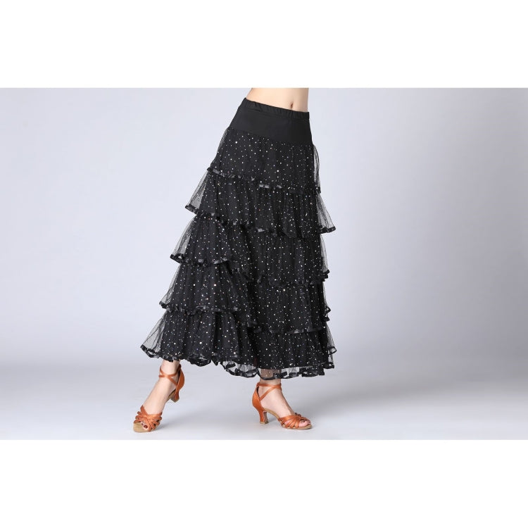 Sequin Swing Modern Dance Long Skirt Competition Costume