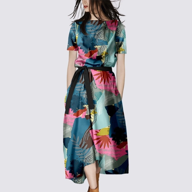 Ladies Short Sleeve Print Dress