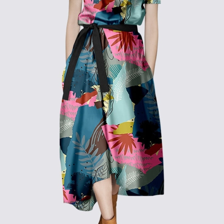 Ladies Short Sleeve Print Dress