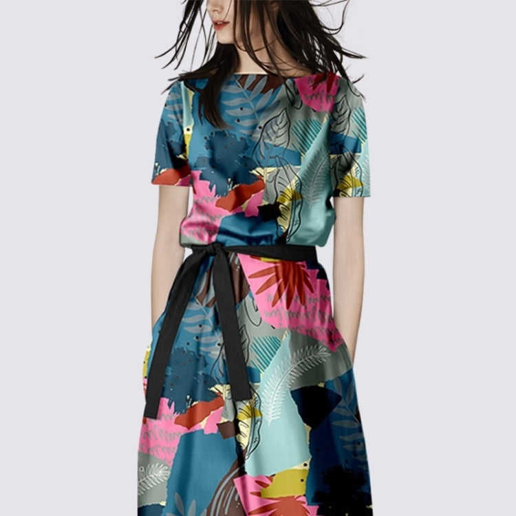 Ladies Short Sleeve Print Dress