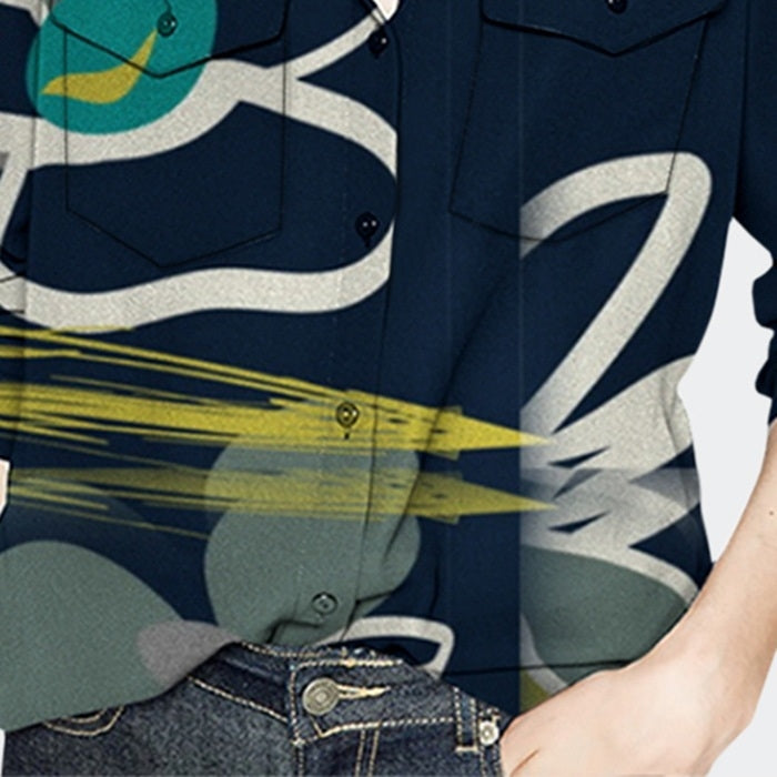 Ladies Long Sleeve Loose Printed Shirt