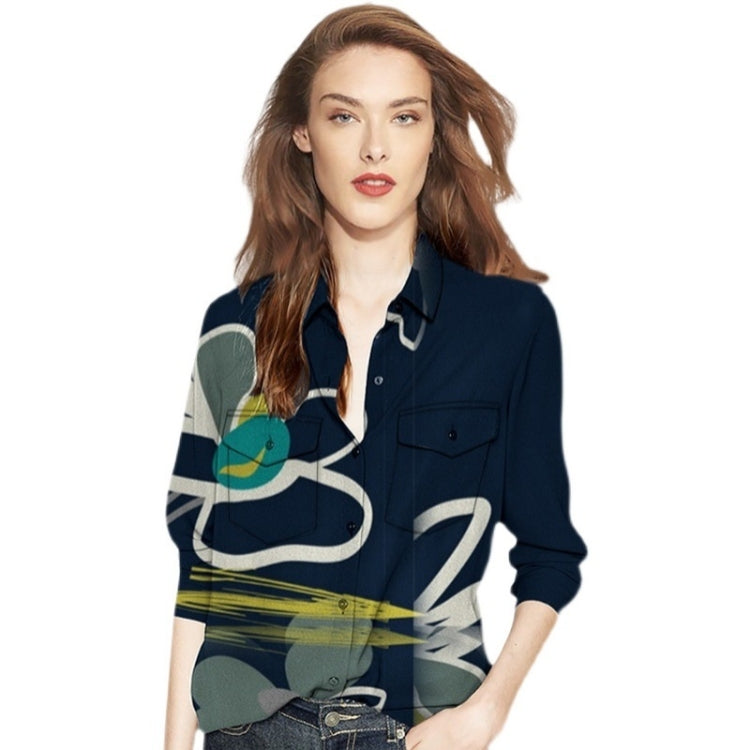 Ladies Long Sleeve Loose Printed Shirt