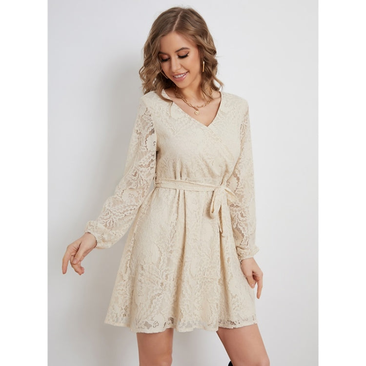 Lacing Lace Elegant Long Sleeve Dress For Ladies