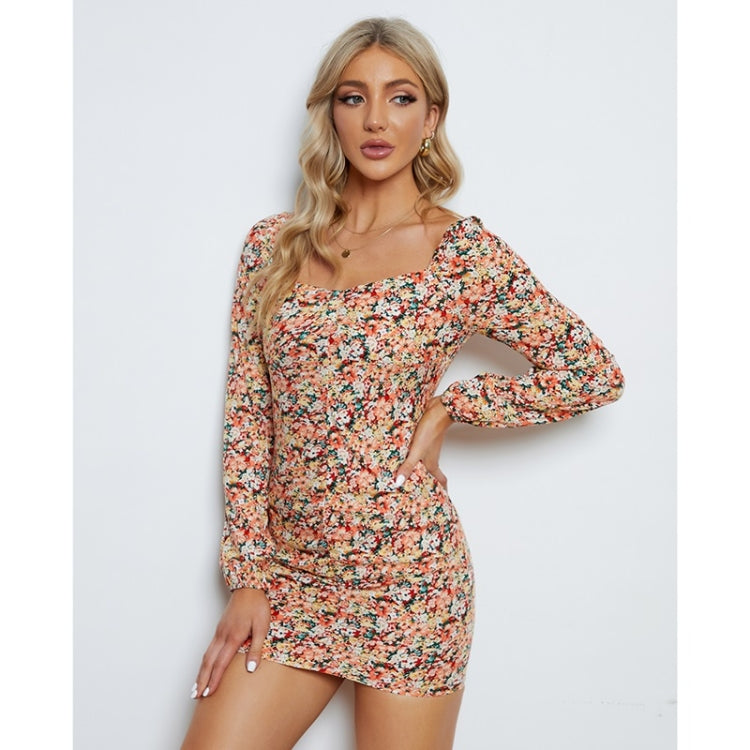 Floral Sheath Long Sleeve Dress For Ladies