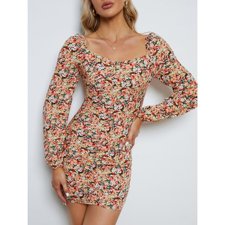 Floral Sheath Long Sleeve Dress For Ladies