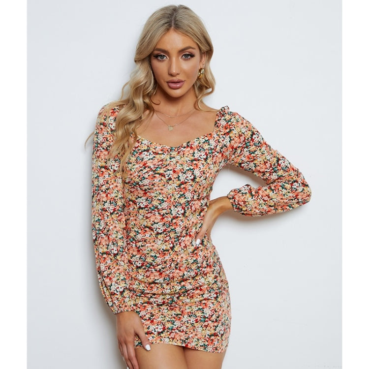 Floral Sheath Long Sleeve Dress For Ladies