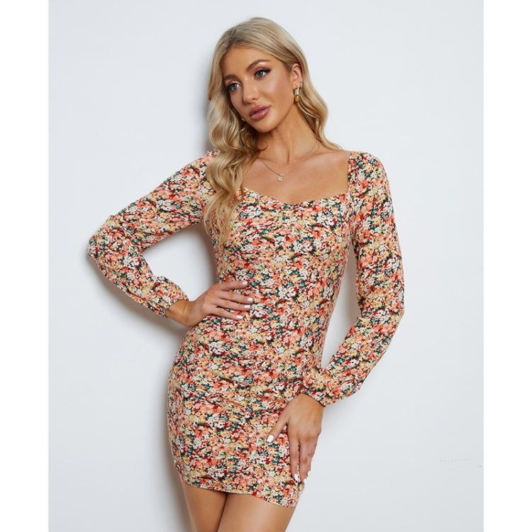 Floral Sheath Long Sleeve Dress For Ladies