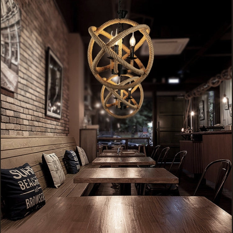 YWXLight Industrial Retro Pendant Lights For Restaurant Bar Cafe Shop Hanging Light Woven Hemp Rope Diamond Cages Pendant Lamp