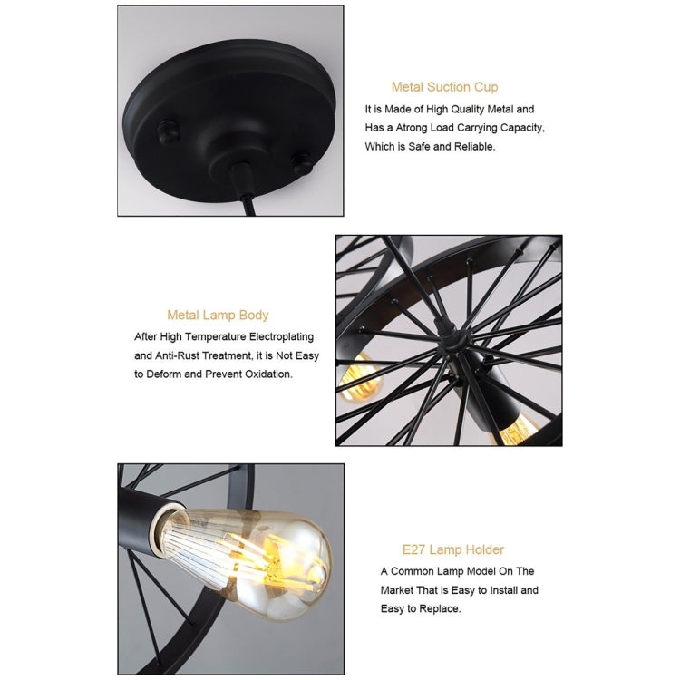 YWXLight Nostalgic Retro Creative Personality Interior Decoration Three-head Wheel Chandelier