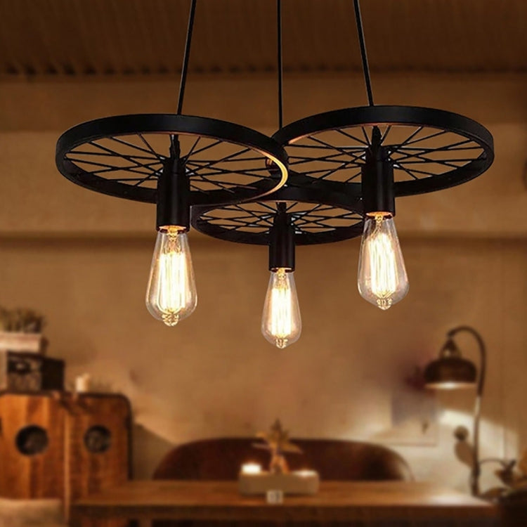 YWXLight Nostalgic Retro Creative Personality Interior Decoration Three-head Wheel Chandelier