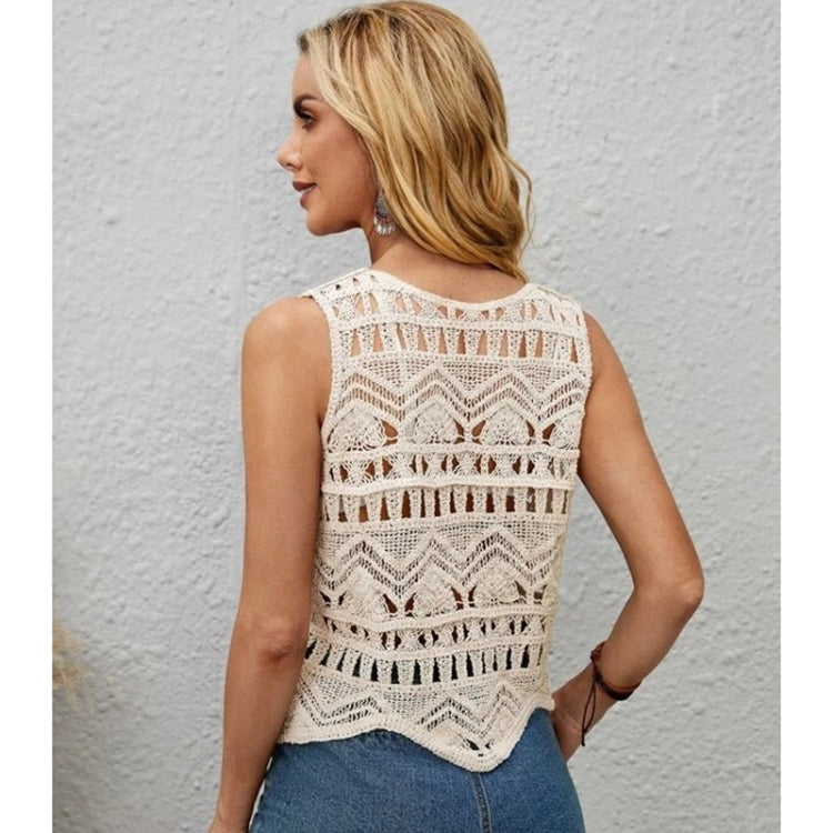 Hand Knitted Cutout Blouse Vest for Ladies