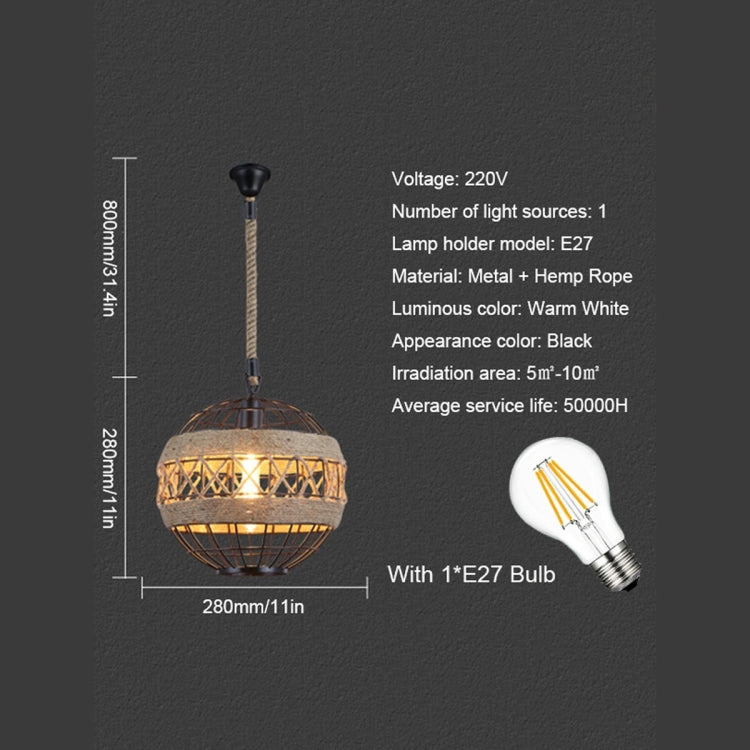 YWXLight Vintage Industrial Style Pendant Lighting Loft Hemp Rope Art Deco Light Fixtures Restaurant Bar Pendant Lights LED Hanging Lamps