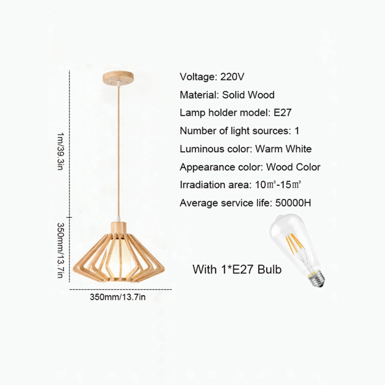 YWXLight Wooden Chandelier Bedroom Dining Room Chandelier E27 / E26 Single Head Lantern Shape Chandelier (Warm White)