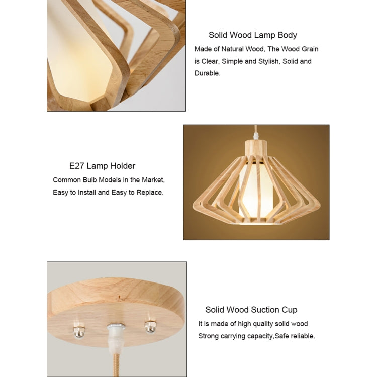 YWXLight Wooden Chandelier Bedroom Dining Room Chandelier E27 / E26 Single Head Lantern Shape Chandelier (Warm White)