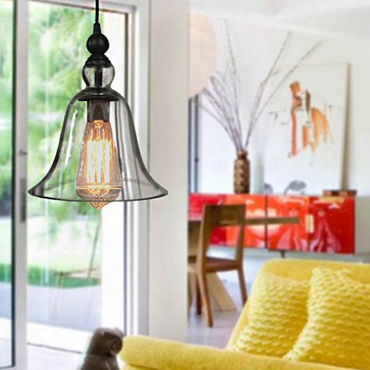 YWXLight E27 Retro Industrial Hanging Lamp Small Bell Transparent Glass Pendant Light