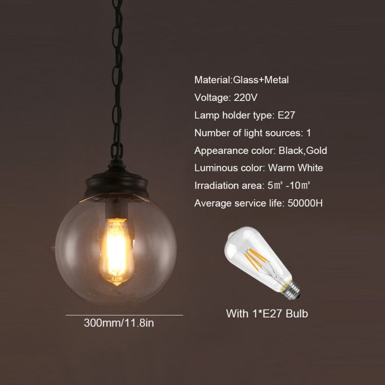 YWXLight Nordic Modern Circle Ball Hanging Lamp Transparent Glass Pendant Light LED E27 Suitable for Kitchen Dining Room Bedroom