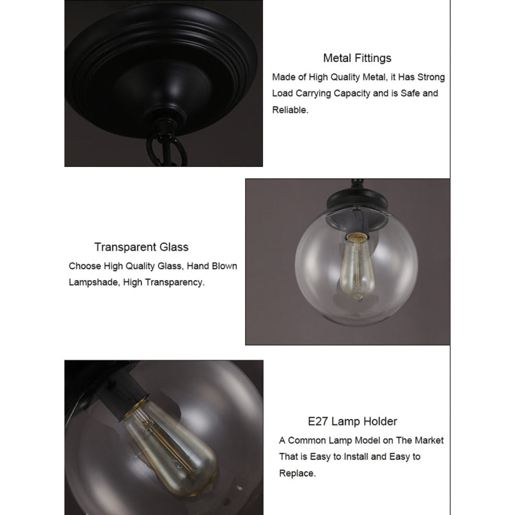 YWXLight Nordic Modern Circle Ball Hanging Lamp Transparent Glass Pendant Light LED E27 Suitable for Kitchen Dining Room Bedroom