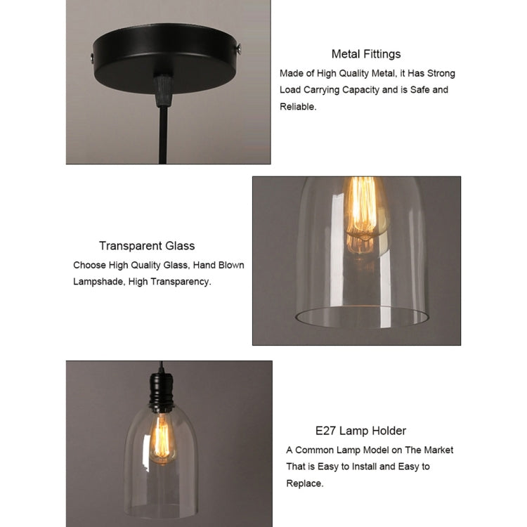 YWXLight Nordic Modern Hanging Lamp Transparent Glass Pendant Light LED E27 AC 220V Suitable for Kitchen Dining Room Bedroom