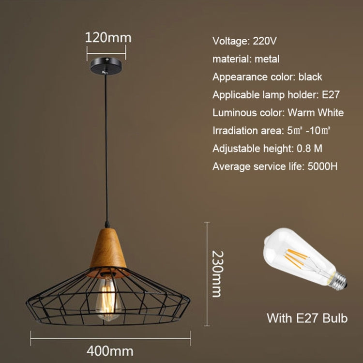 YWXLight Decorative Pendant Lights Industrial Retro Pendant Ceiling Lighting Metal Single Hanging Lamp Equipment Art Decoration Cage Lamp (Warm White)