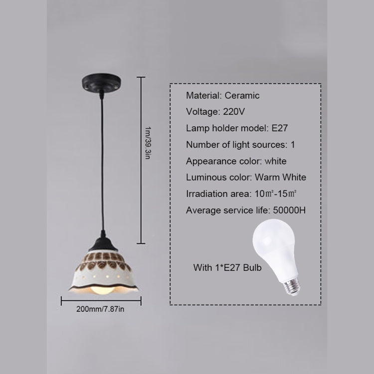 YWXLight Lantern Modern Simple Living Room Lamp Ceramic Restaurant Pendant Light