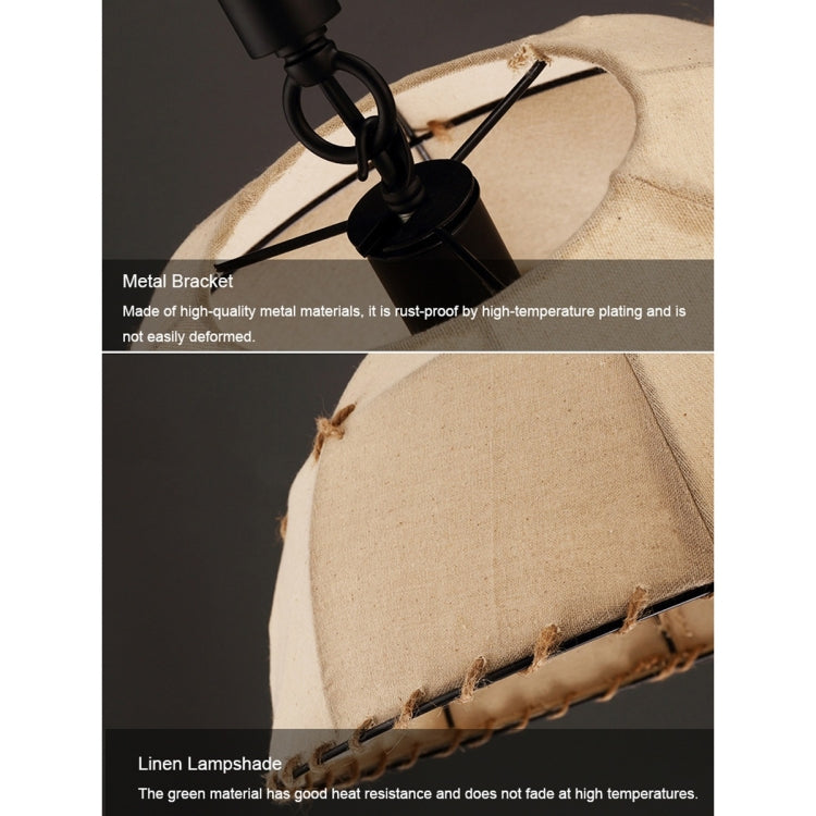 YWXLight With Flax Fabric Canvas Linen Ligen Shade Foyer Dinning Room Hotel Round Hanging Light