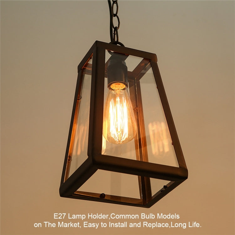 YWXLight Retro Hanging Lamp Glass Box Creative Pendant Light With E27 Edison Bulb Perfect for Kitchen Dining Room Bedroom