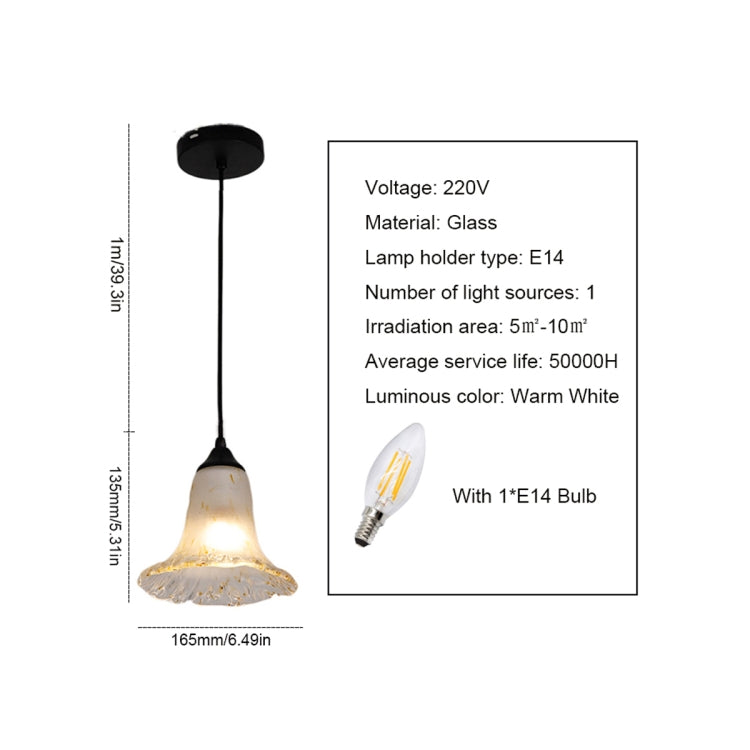 YWXLight Nordic Modern Hanging Lamp Glass Lampshade Creative Pendant Light with E14 Edison Bulb