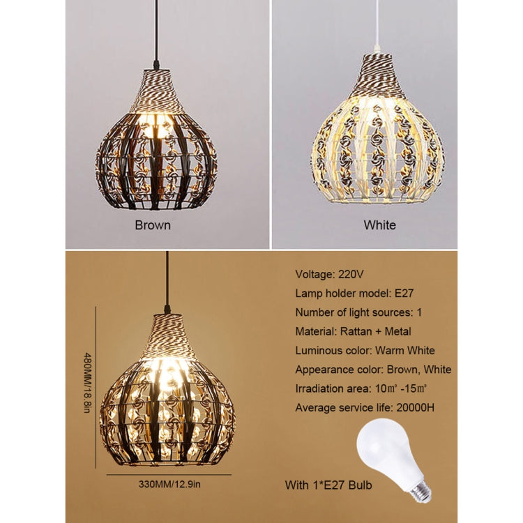 YWXLight Rattan Lamp Pendant Light Bedroom Dining Study Personality Retro Hang Lamp