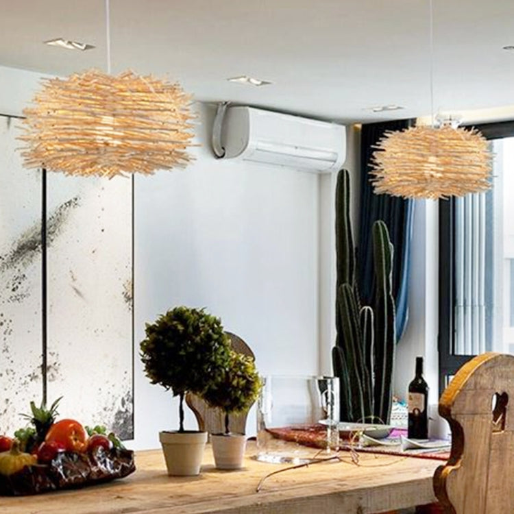 YWXLight Wicker Pendant Lamp Handmade Suspension Light Bird Nest Shape Hanging Lighting Bar Hotel Restaurant Mall Lounge Porch