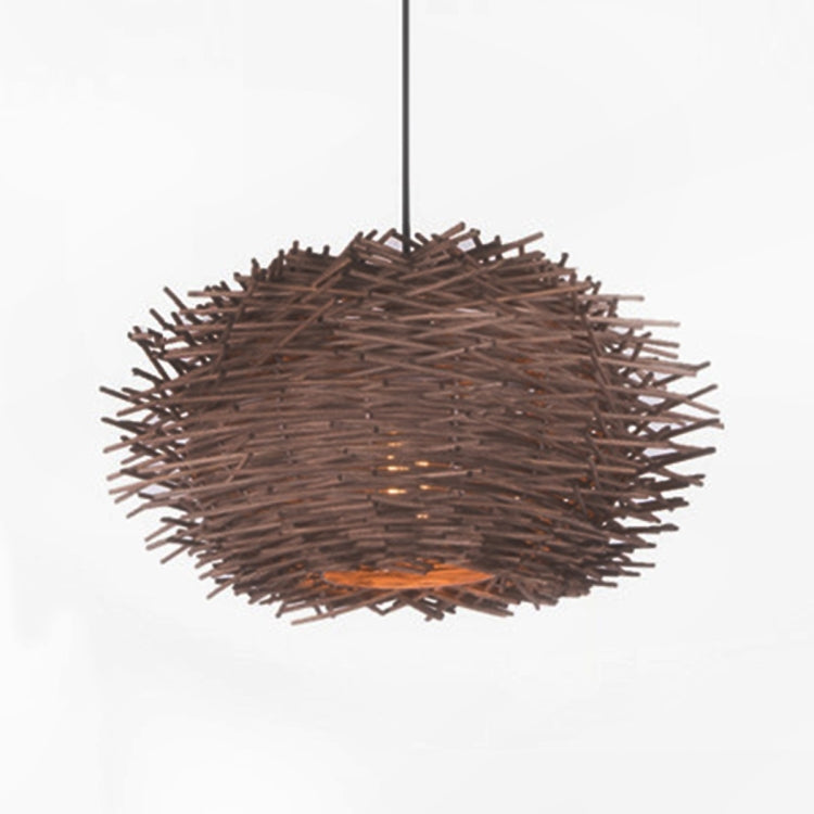 YWXLight Wicker Pendant Lamp Handmade Suspension Light Bird Nest Shape Hanging Lighting Bar Hotel Restaurant Mall Lounge Porch